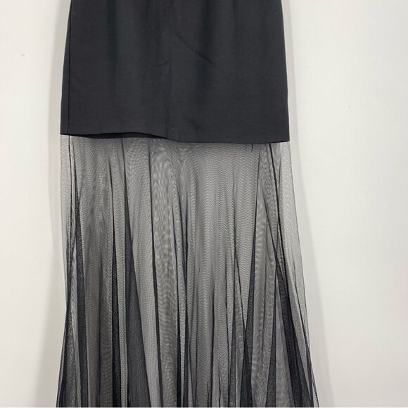 Koton Women’s Round Neck Sleeveless Maxi Tulle Dress size 6 Black Cut Out - Picture 3 of 10